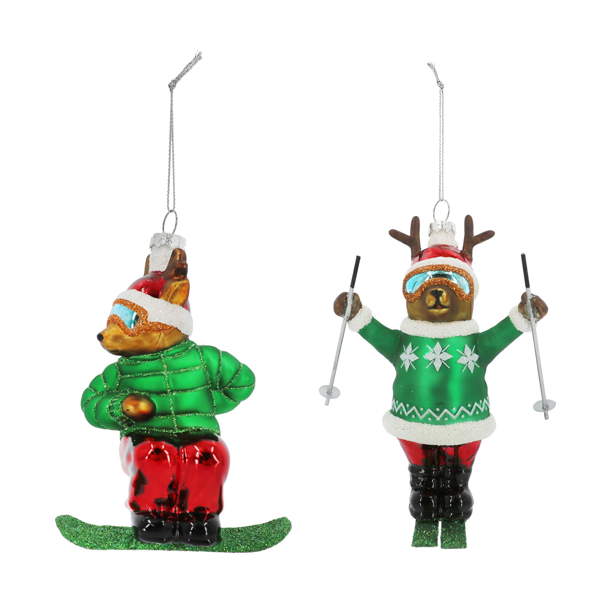 Assorted Reindeer Skiing Glass Ornament by Ashland®, 1pc.